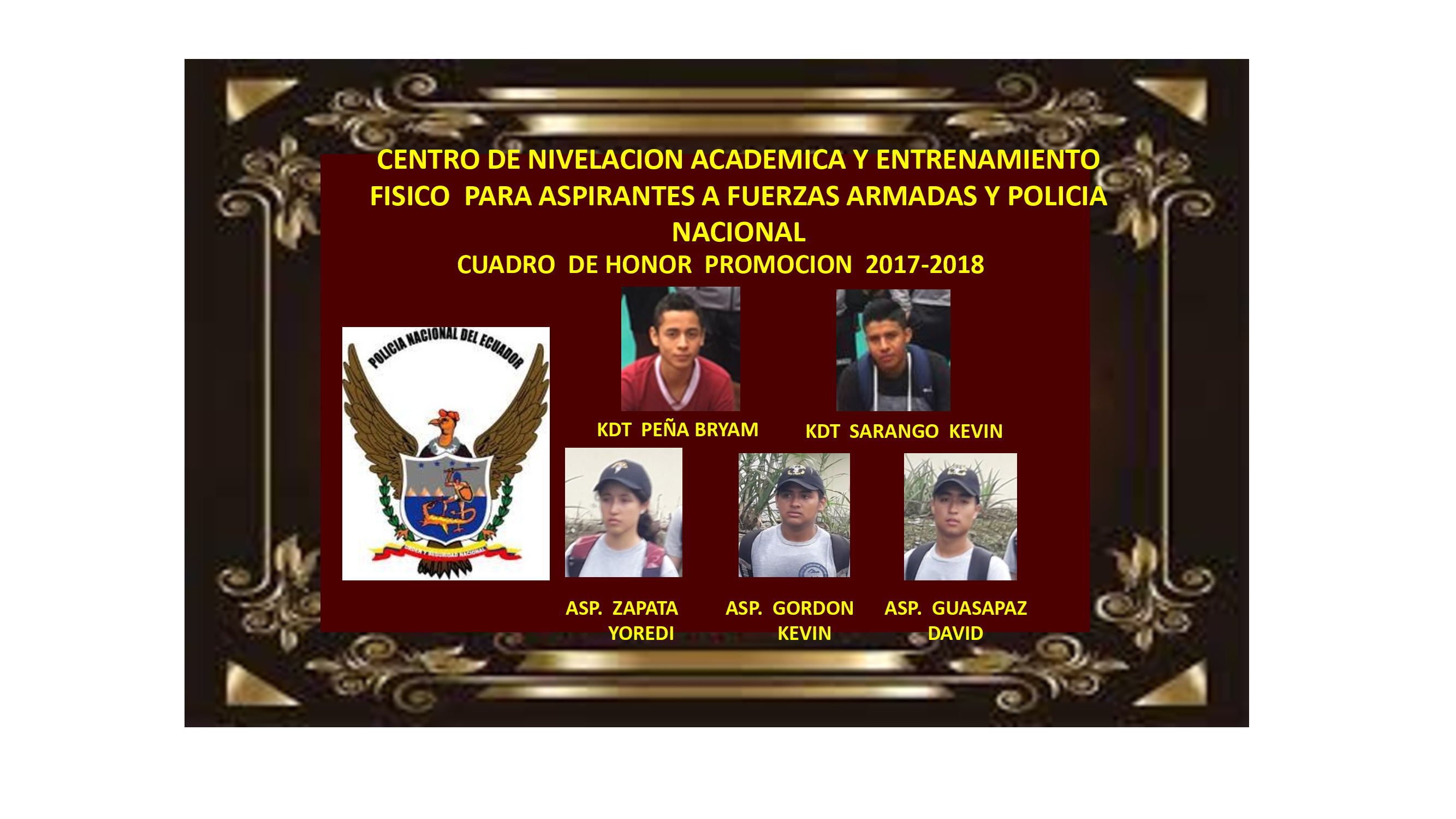 Cuadro de Honor - Policía 2017